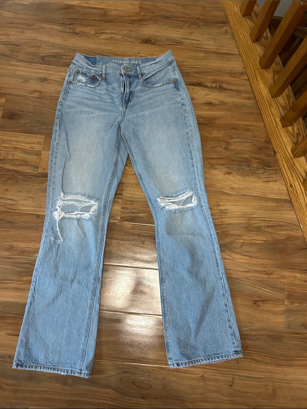 American Eagle Outfitters Light Wash Distressed Bootcut Jeans